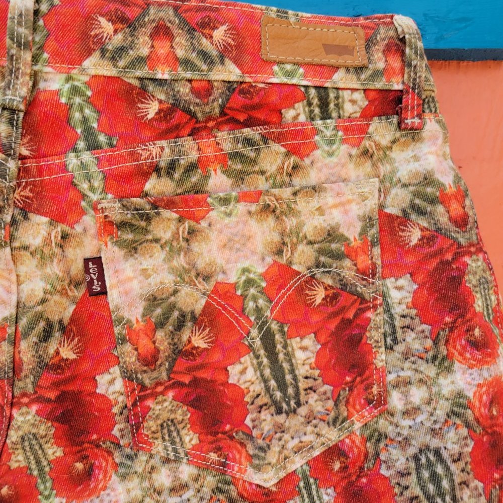 Kaleidoscopic claret cup cactus levi jeans size 28